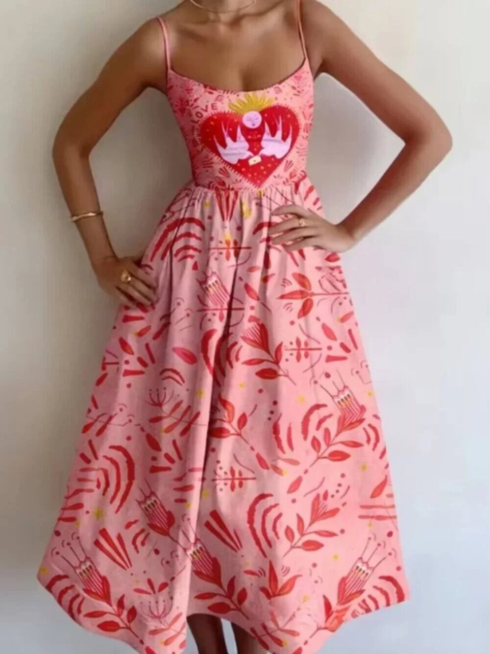 Romantic Heart Print Cami Dress Size XL